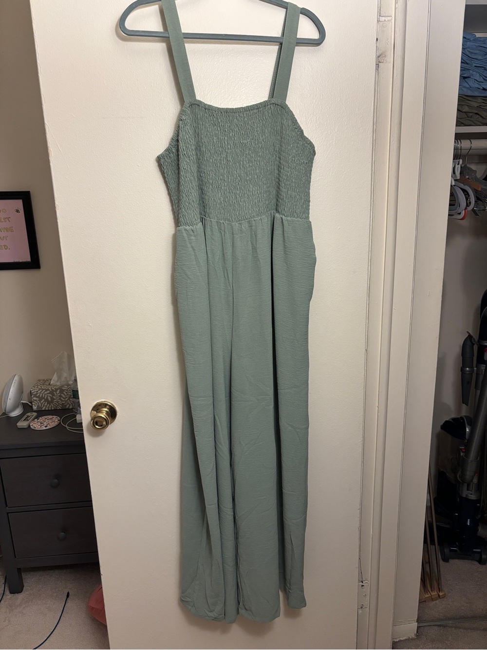 Sage Green Smocked Jumpsuit